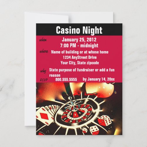 Casino Poker Night  Party Invitation