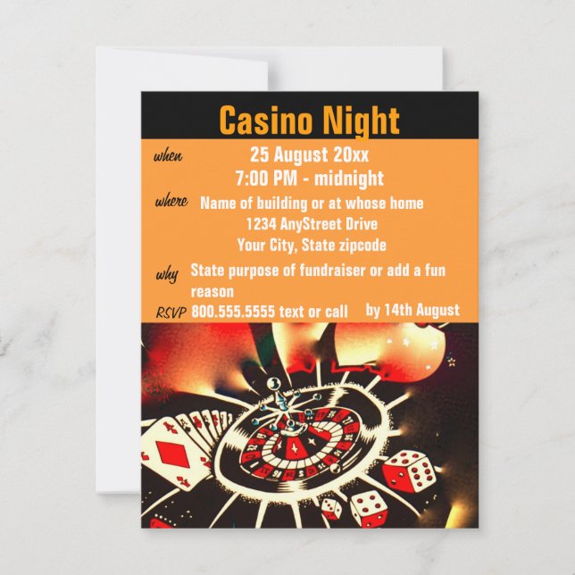 Casino Poker Night  Party Invitation (Front)