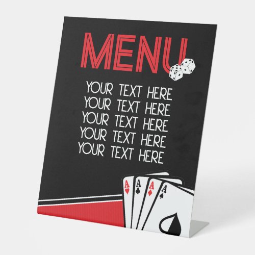 Casino Poker Party Menu Pedestal Sign