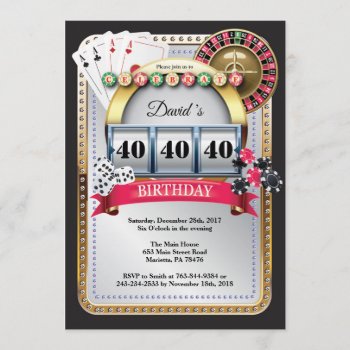 Casino Poker Playing Card Birthday Invitation by Happyappleshop at Zazzle