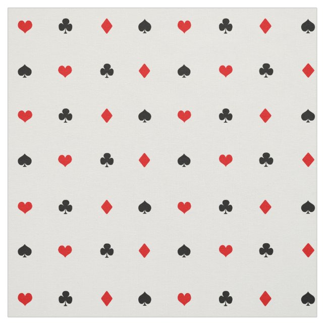 Casino Poker Playing Card Symbols Pattern Fabric (Swatch)