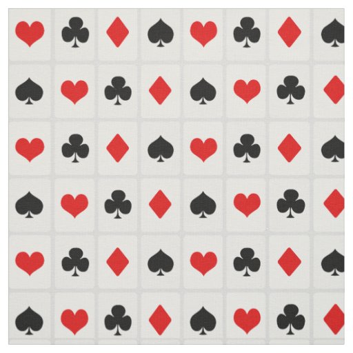 Casino Poker Playing Card Symbols Pattern Fabric | Zazzle