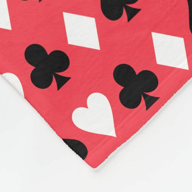 Casino Poker Playing Card Symbols Pattern Fleece Blanket (Corner)
