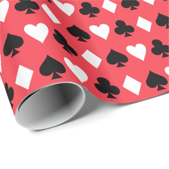 Casino Poker Playing Card Symbols Pattern Wrapping Paper