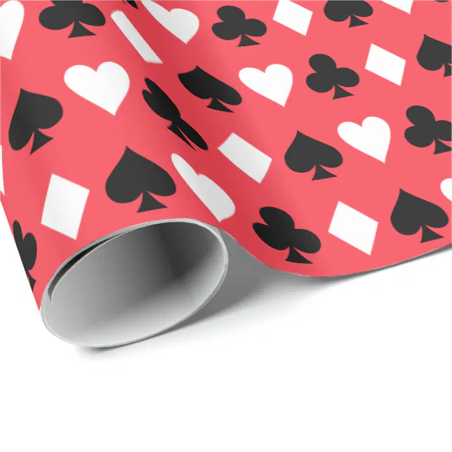 Casino Poker Playing Card Symbols Pattern Wrapping Paper | Zazzle