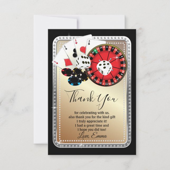 casino, poker thank you card (Front)