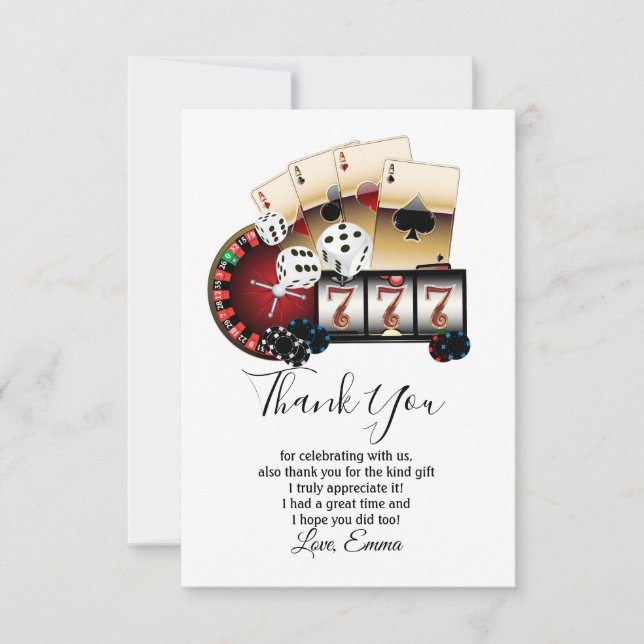 casino, poker thank you card (Front)