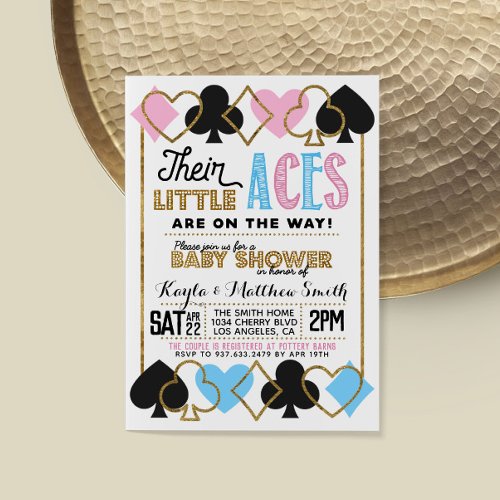 Casino Poker Twin Baby Shower Invitation