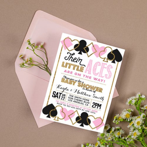 Casino Poker Twin Girl Baby Shower Invitation