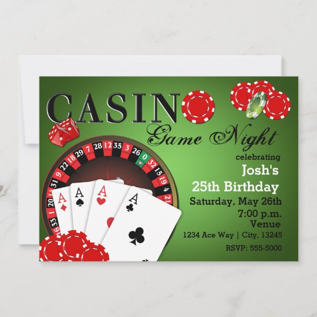 CASINO Poker Vegas Party Birthday Invitations (Front)