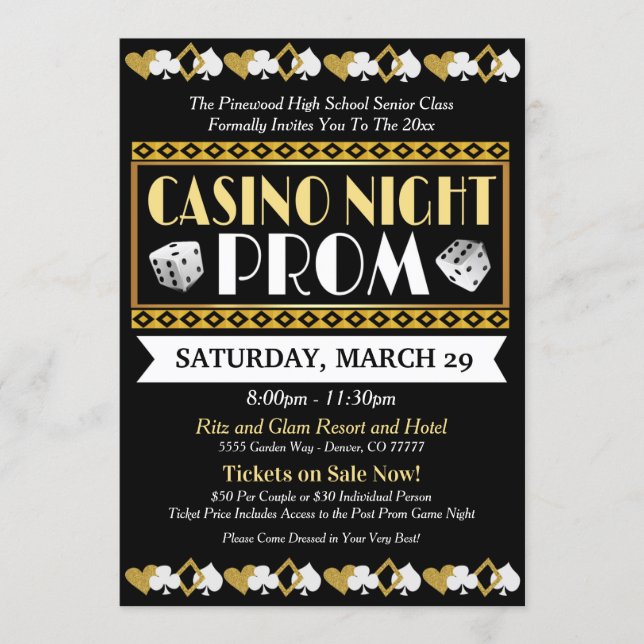 Casino Prom Night High School Dance Invitation (Front)