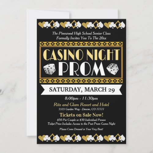 Casino Prom Night High School Dance Invitation