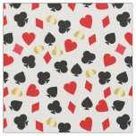 Casino Red, Black and Gold Card Suit Gambling  Fabric