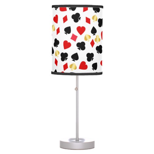 Casino Red Black and Gold Card Suit Gambling  Table Lamp