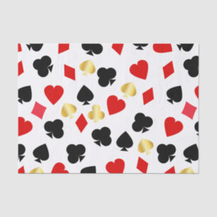 Casino Red, Black and Gold Card Suit Gambling Tissue Paper