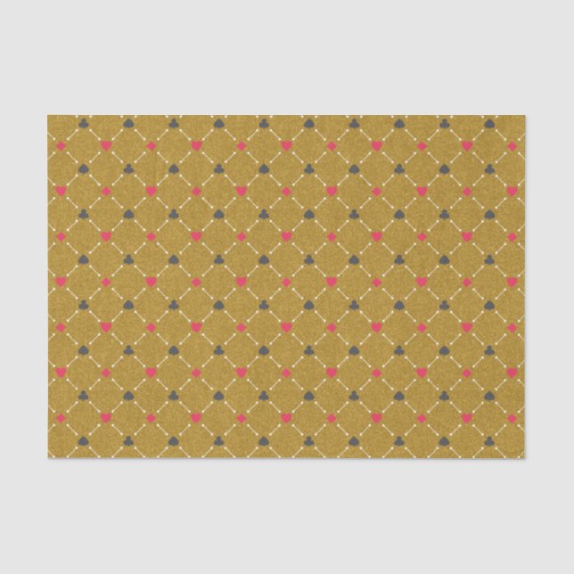 Casino Red, Black Gold Gambling Poker Card Suit  Tissue Paper (Front)