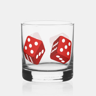 Casino Red Dice Craps Player Whiskey Glass