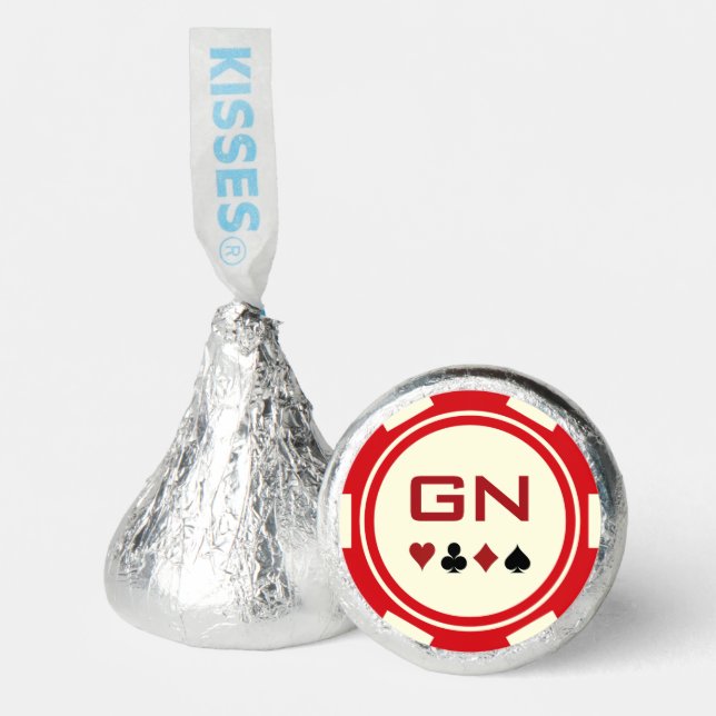 Casino Red Off White Poker Chip Birthday Hershey®'s Kisses® (Front)