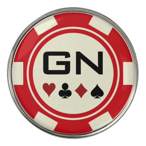 Casino Red Off White Poker Chip Monogram Golf Ball Marker