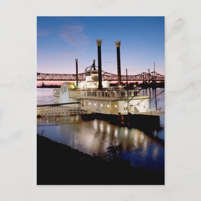 Casino Riverboat at Dusk Postcard (Front)