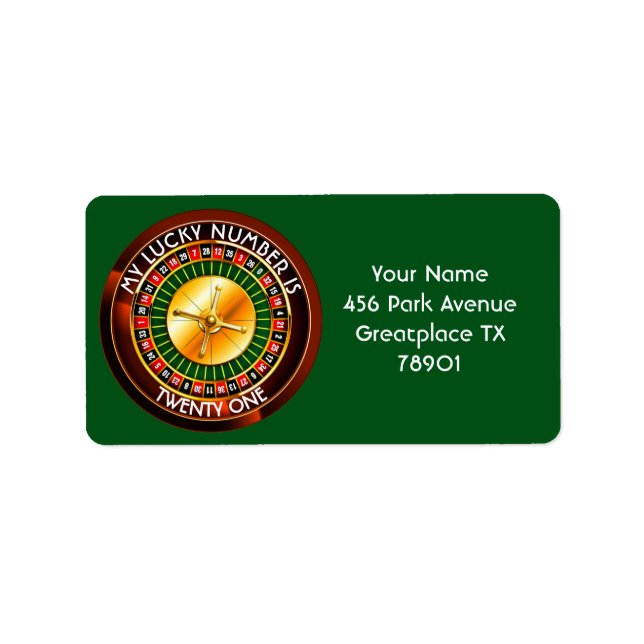 Casino Roulette Wheel With Your Lucky Number Label (Front)