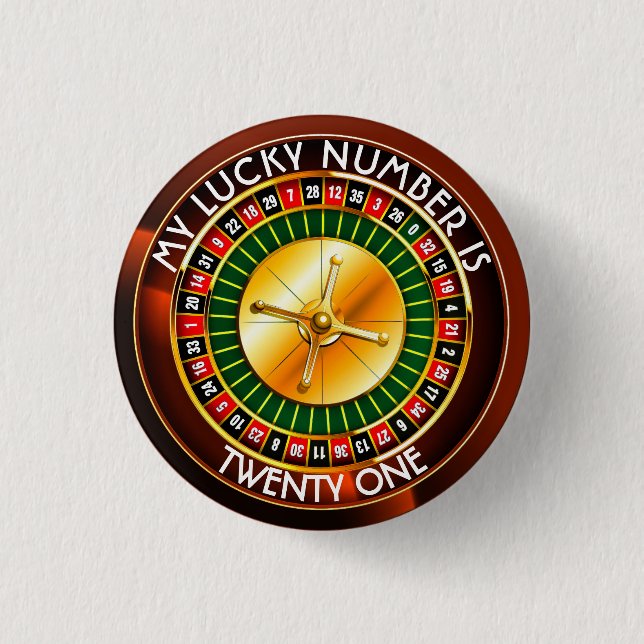 Casino Roulette Wheel With Your Lucky Number Pinback Button (Front)