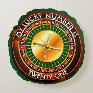 Casino Roulette Wheel With Your Lucky Number Round Pillow
