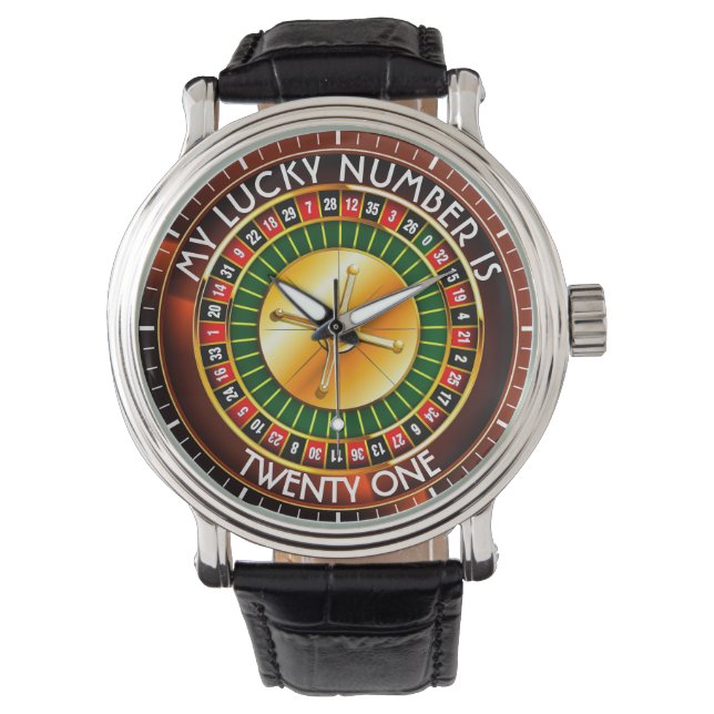 Casino Roulette Wheel With Your Lucky Number Watch (Front)