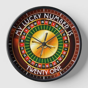 Casino Roulette With Your Lucky Number Wheel  Clock by HumusInPita at Zazzle