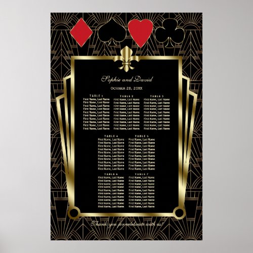 Casino Royale Gold Art Deco Wedding Seating Chart