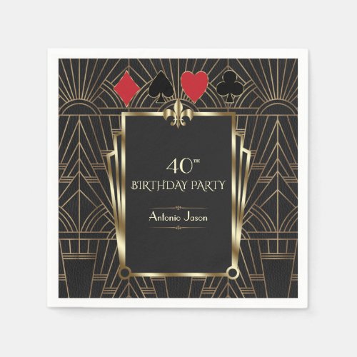 Casino Royale Poker 40th Birthday Party Napkins