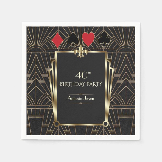 Casino Royale Poker 40th Birthday Party Napkins (Front)