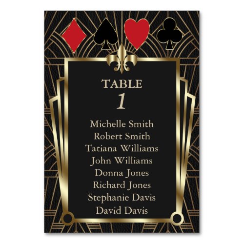 Casino Royale Poker 40th Birthday Seating Chart   Table Number