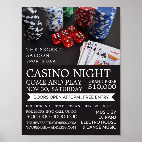 Casino Scene Casino Night Gaming Industry Poster