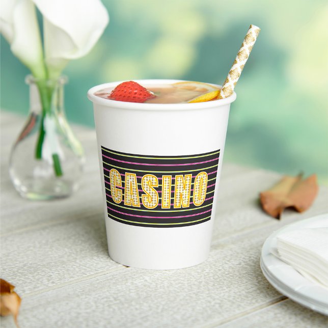 Casino Sign with Neon Polka Dot Letters Paper Cups (Creator Uploaded)