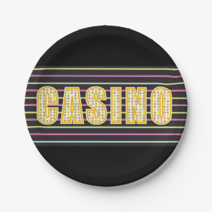Casino Sign with Neon Polka Dot Letters Paper Plates