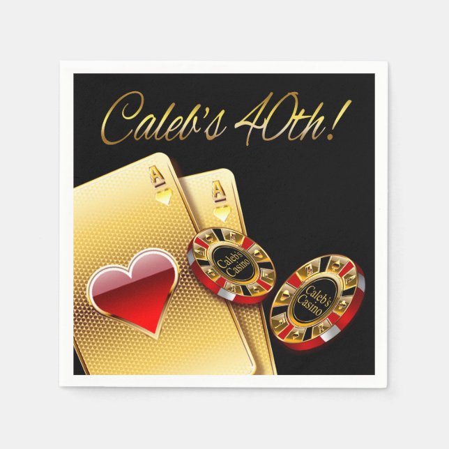 Casino Style 40th Party ASK FOR NAMES IN CHIPS Paper Napkins (Front)