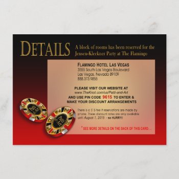 Casino Style 4.5" X 6.25" Details Card (pj) by glamprettyweddings at Zazzle