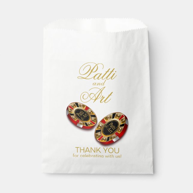 Casino Style Wedding ASK ME TO PUT NAMES IN CHIPS Favor Bag (Front)
