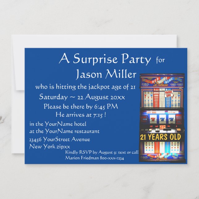 Casino Theme Adult Birthday Party Invitation (Front)