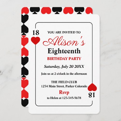 Casino Theme Birthday Party Invitation
