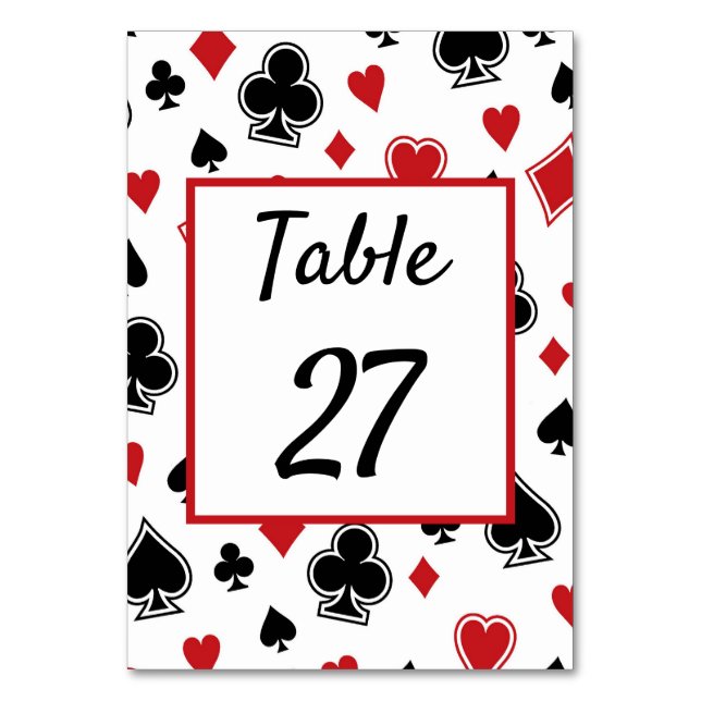 Casino Theme Las Vegas Wedding Table Number (Front)