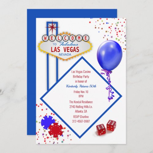 Casino Themed Birthday Party Invitation