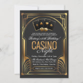 Destiny Las Vegas Casino Party Faux Gold Glitter Invitation, Zazzle