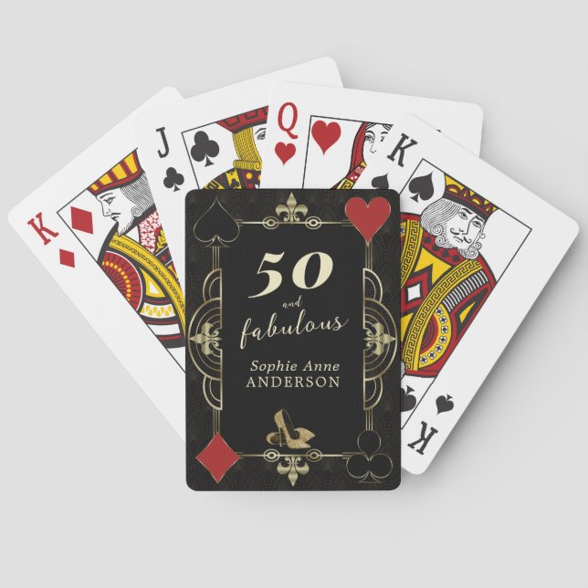 Casino Vegas Poker 50 and Fabulous Birthday Party Cards (Back)