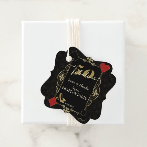 Casino Vegas Poker 50 and Fabulous Birthday Party Favor Tags