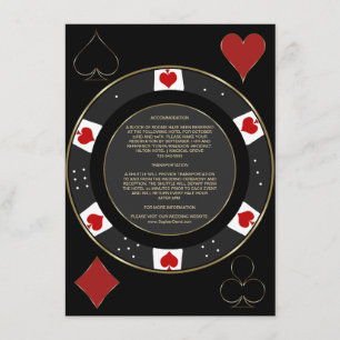 Casino Vegas Poker Chip Wedding Accommodation Enclosure Card