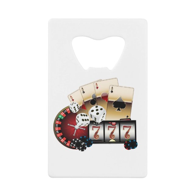 casino, vegas, poker, gambling, adult credit card bottle opener (Front)