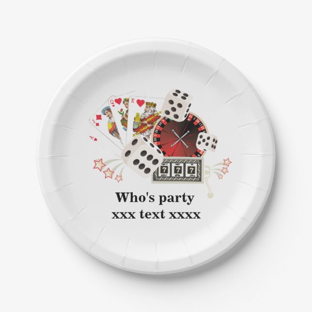 casino, vegas, poker, gambling, adult paper plates (Front)