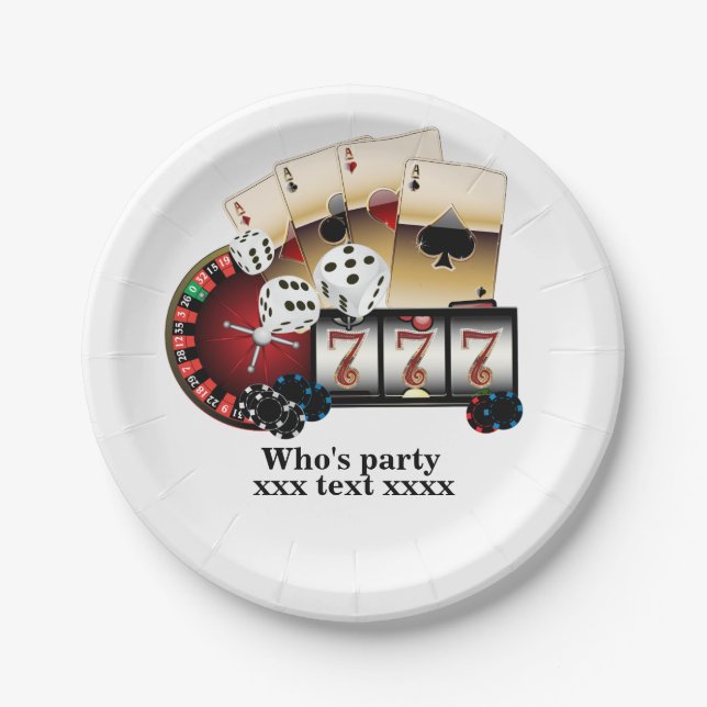 casino, vegas, poker, gambling, adult paper plates (Front)
